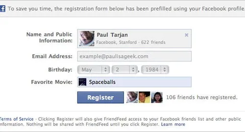 Facebook pre-compila i moduli di iscrizione