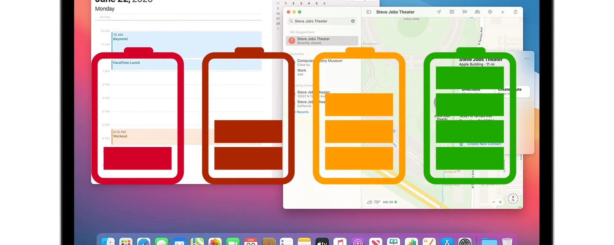 macOS Big Sur 11.3: Batteria carica prima degli appuntamenti in Calendario
