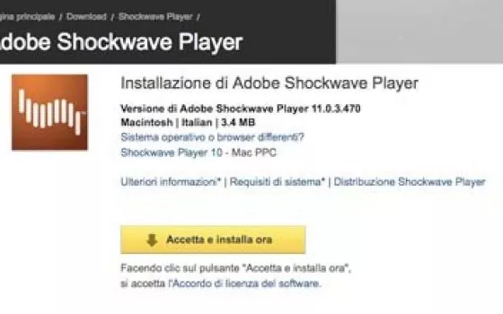 Shockwave 11 compatibile con Mac-Intel