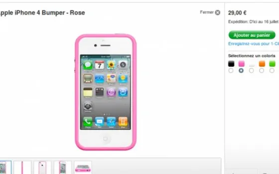 Bumper per iPhone 4 in vendita per 29€ nello Store francese