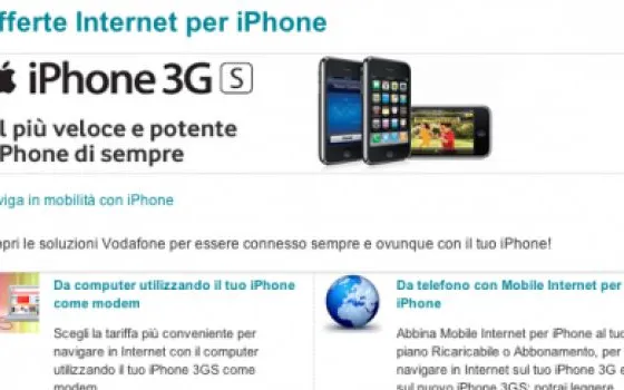 Vodafone e tethering con iPhone: Mobile Internet per iPhone non basta