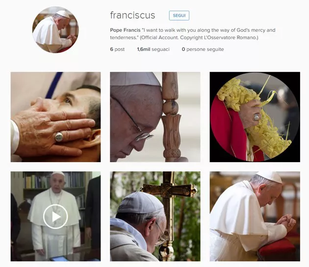 Papa Francesco su Instagram