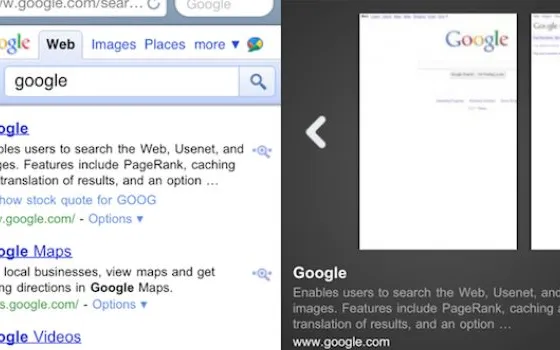 Google Instant Preview in arrivo su Safari mobile