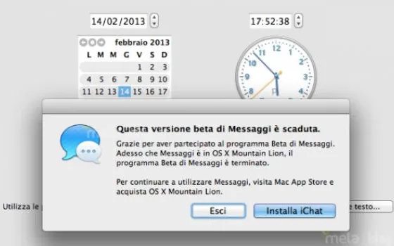La beta di Messaggi scade a febbraio 2013...e Mountain Lion non sarà gratis