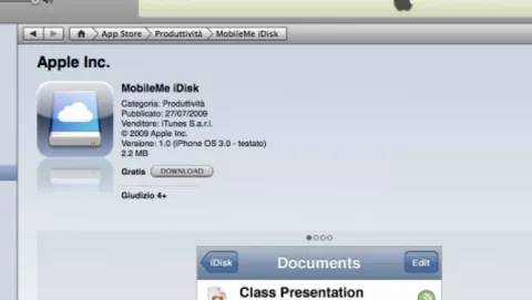 Apple rilascia MobileMe iDisk su App Store