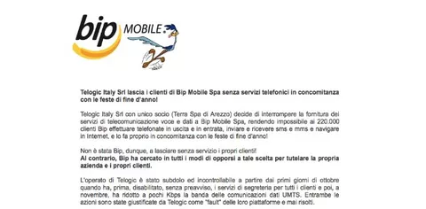 Bip Mobile non ci sta ed attacca Telogic e H3G