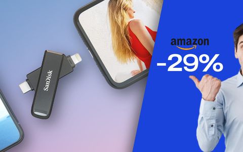 SanDisk iXpand Luxe da 128GB e con connettore Lightning: libera subito spazio sul tuo iPhone (-29%)