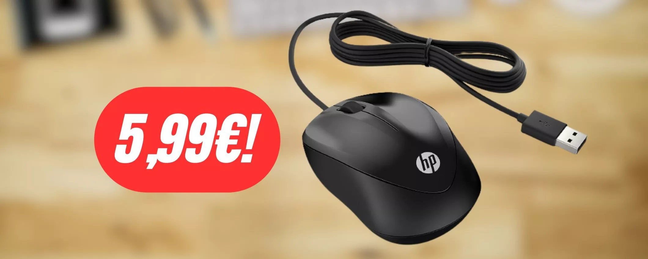 Mouse HP perfetto per il lavoro a casa o in ufficio a 5,99€ su Amazon