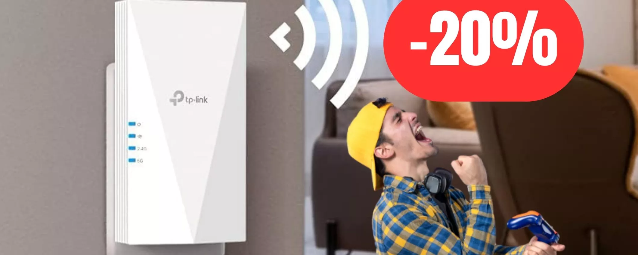 Con questo ripetitore WiFi non avrai più zone morte in casa: maxi offerta (-20%)