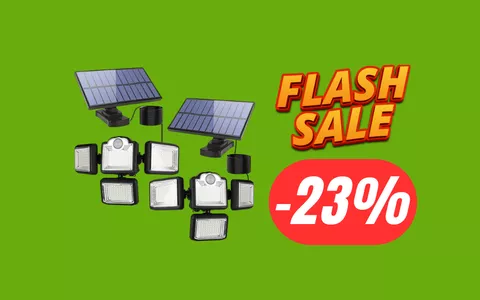 Risparmia il 23%: Faro solare a 4 teste a soli 30€, luce potente e gratuita