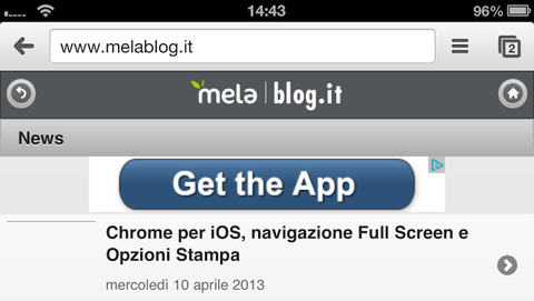 Chrome per iOS, navigazione Full Screen e Opzioni Stampa