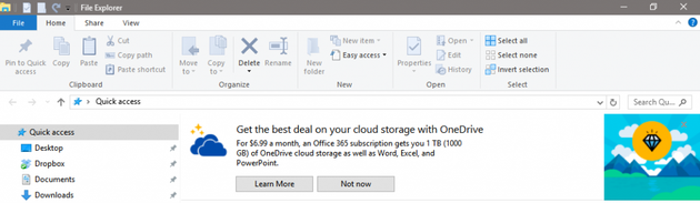 Windows 10 banner OneDrive