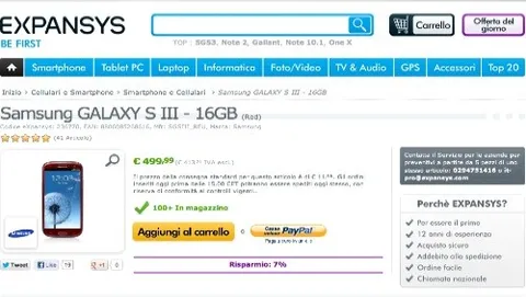 Expansys: Samsung Galaxy S3 rosso a 499 euro