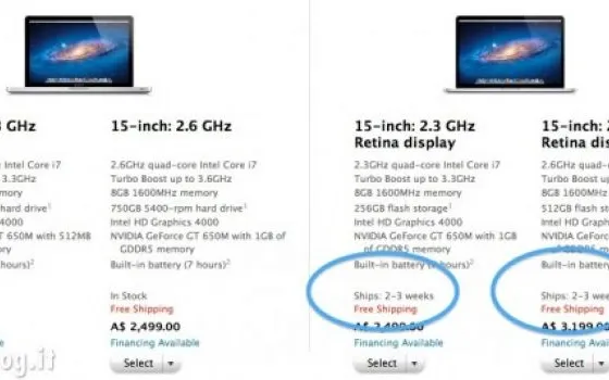Consegne MacBook Pro Retina, qualcosa si muove
