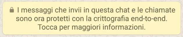 La notifica di attivazione della crittografia end-to-end
