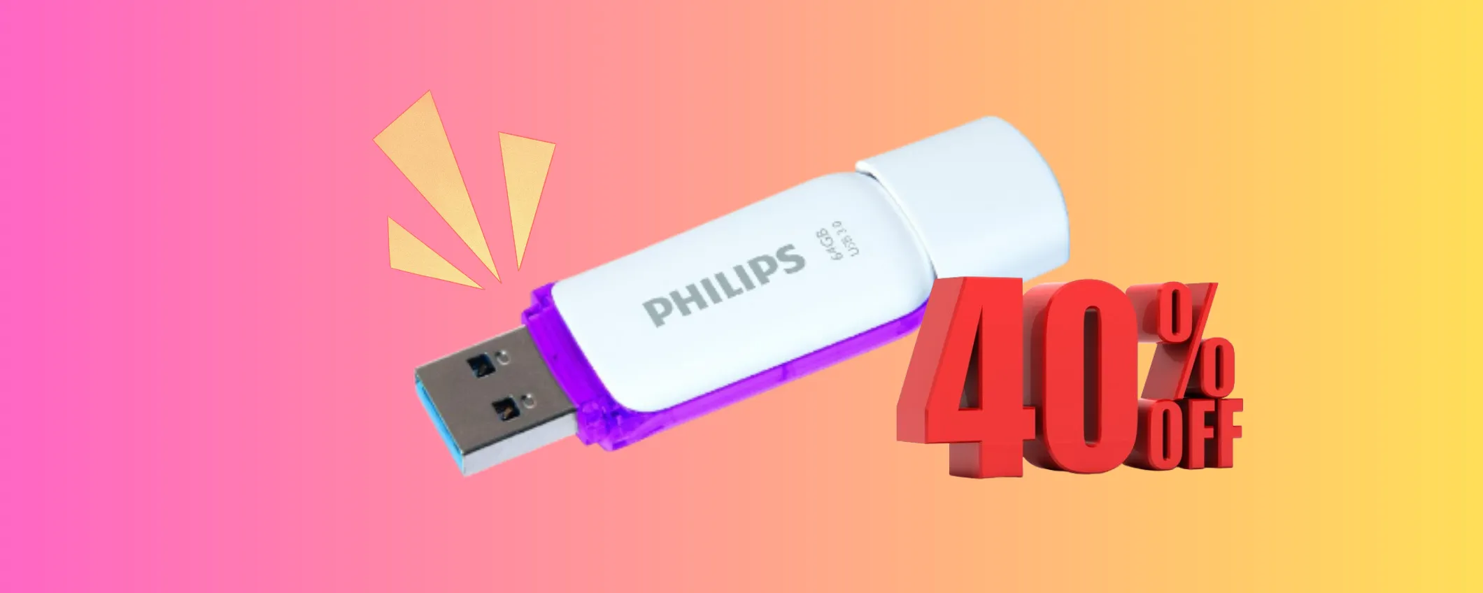 Chiavetta USB Philips da 64 GB a soli 9€ con lo sconto schock del -40%