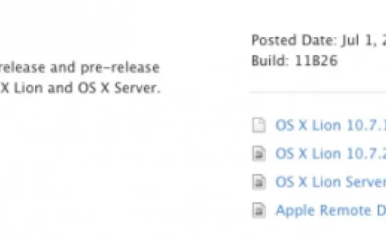 Apple rilascia agli sviluppatori Mac OS X Lion 10.7.2 GM