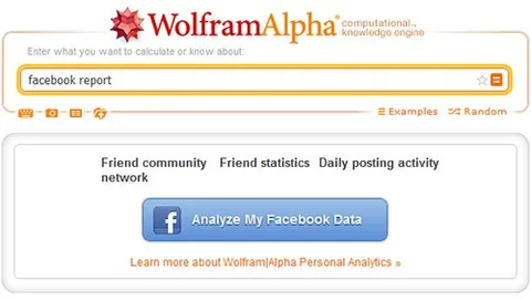 Facebook, il monitoraggio di Wolfram Alpha