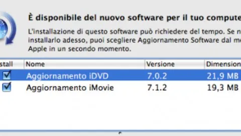 Aggiornamenti per iDVD e iMovie