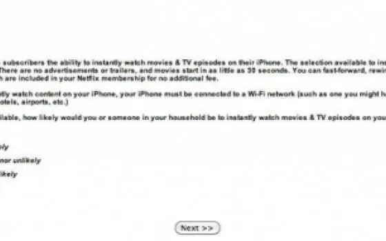 Netflix sonda l'interesse dei propri clienti in un'applicazione iPhone