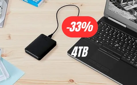 Porta a spasso 4TB di storage con l'hard disk esterno Western Digital al 33% di sconto