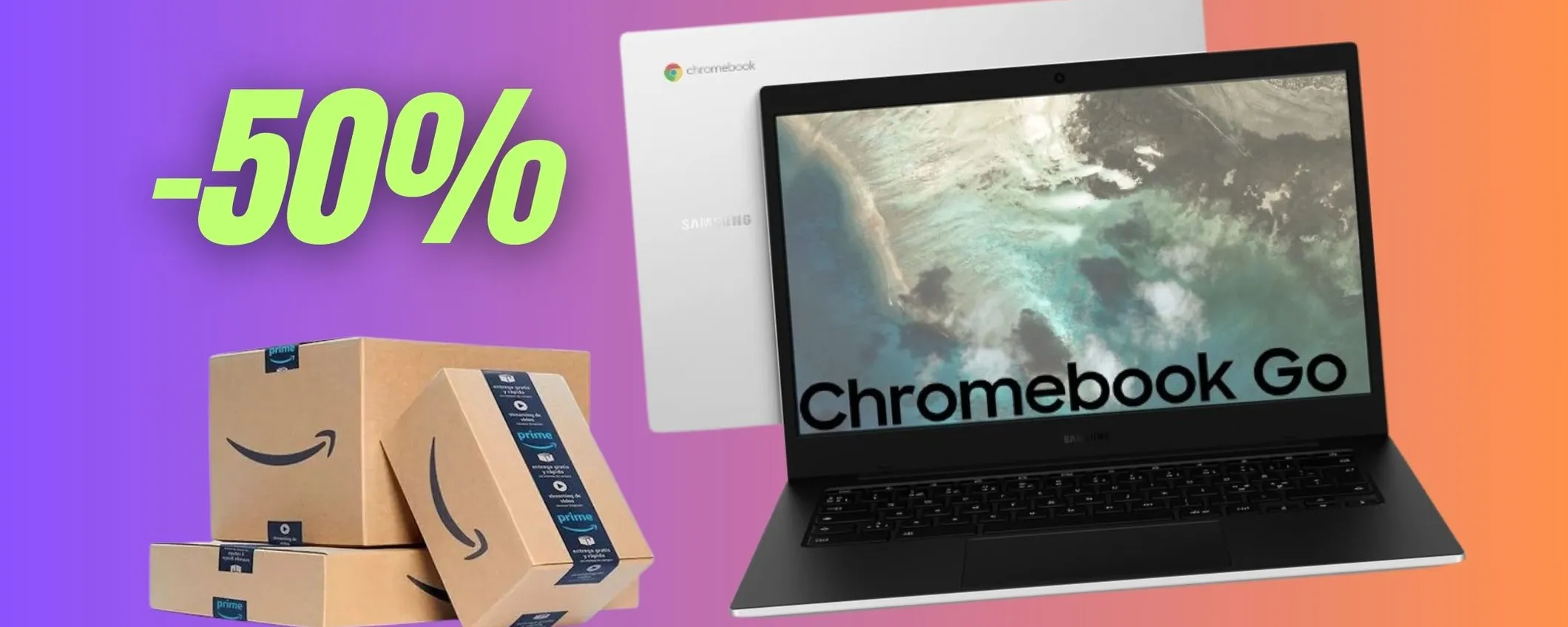 Samsung Galaxy Chromebook Go al 50% di sconto su Amazon