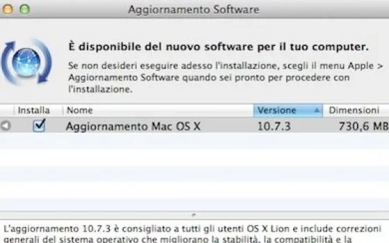 Disponibile OS X 10.7.3