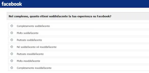 Sondaggio di Facebook agli utenti