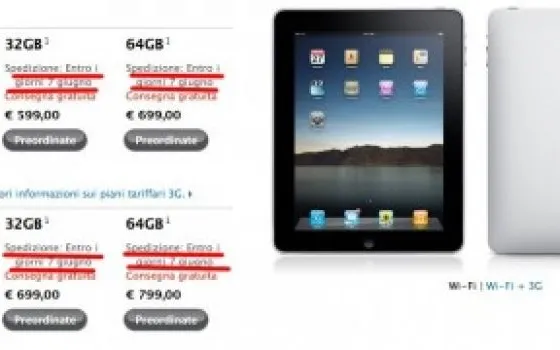 iPad: le consegne in Italia slittano a Giugno