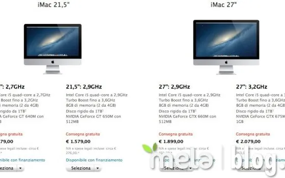 I nuovi iMac disponibili su Apple Store