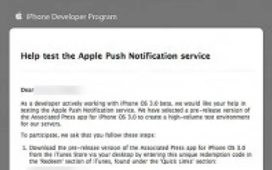 Push Notification Server: test cominciati (Aggiornato)