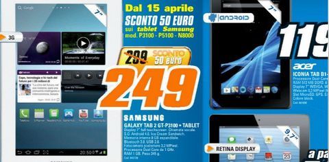 Volantino Saturn: Galaxy Tab 2 7.0 3G a 249 euro