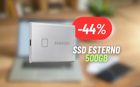 SSD Samsung esterno da 500GB al 44% di sconto su Amazon