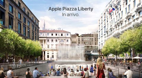 Spettacolare Apple Store a Milano: in Piazza Liberty si entra da una cascata