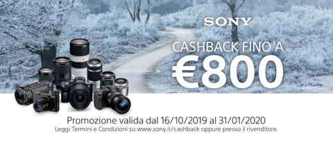 Sony: cashback su fotocamere, ottiche e camcorder