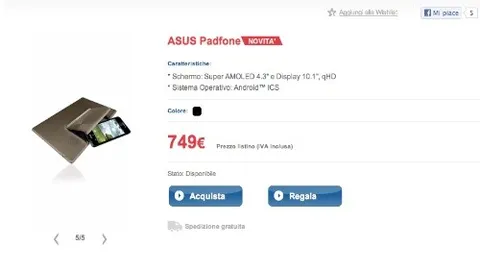 ASUS Padfone entra nel listino di TIM a 749 euro