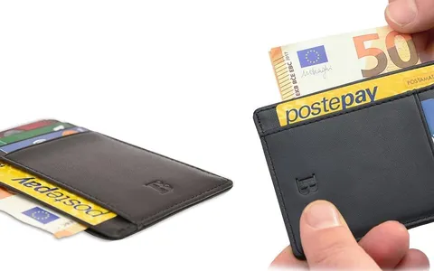 Portafoglio unisex in pelle con blocco RFID a 10€: carte di credito e d'identità al sicuro