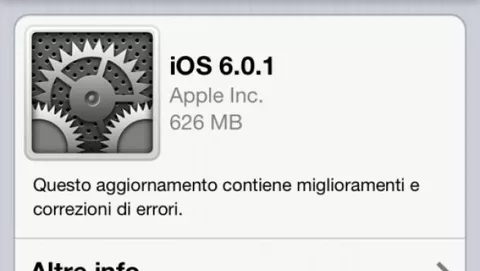 Apple rilascia iOS 6.0.1: correzioni di errori e miglioramenti