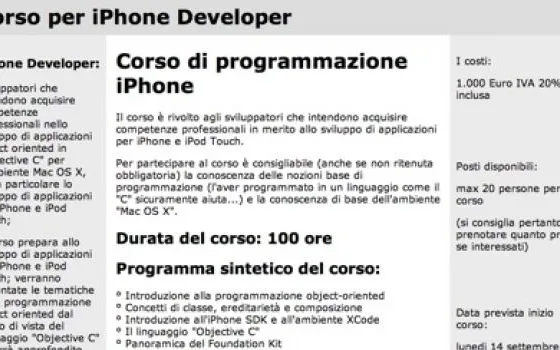 A Roma il primo corso italiano di sviluppo per iPhone