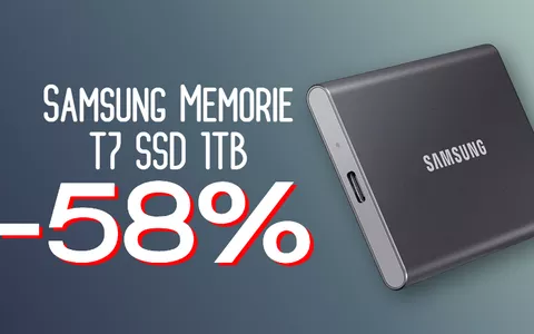 Samsung Memorie T7: FOLLE -58% sull'SSD esterno portatile da 1TB