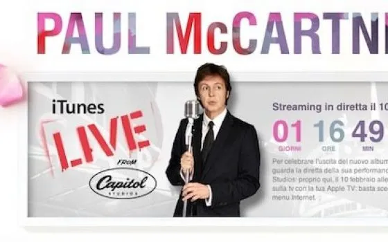 Paul McCartney in concerto live gratuito su iTunes e Apple TV