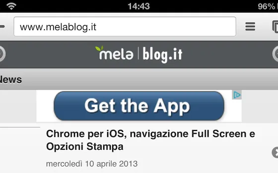 Chrome per iOS, navigazione Full Screen e Opzioni Stampa