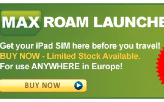MAXroam Euro iPad: Micro SIM per iPad 3G valida in tutta Europa
