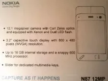 Nokia N87 12MP, un'anteprima della scheda tecnica