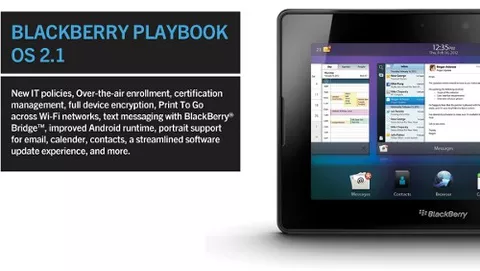 BlackBerry PlayBook OS 2.1 disponibile per il download