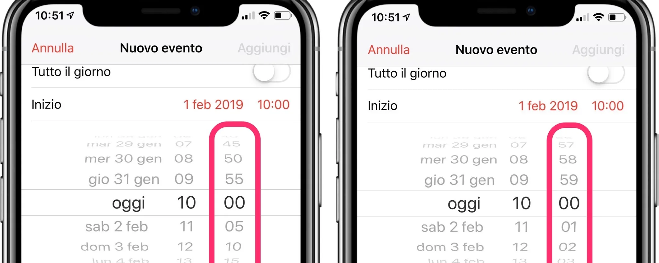 Calendario iPhone, aumentare la precisione dell'orario
