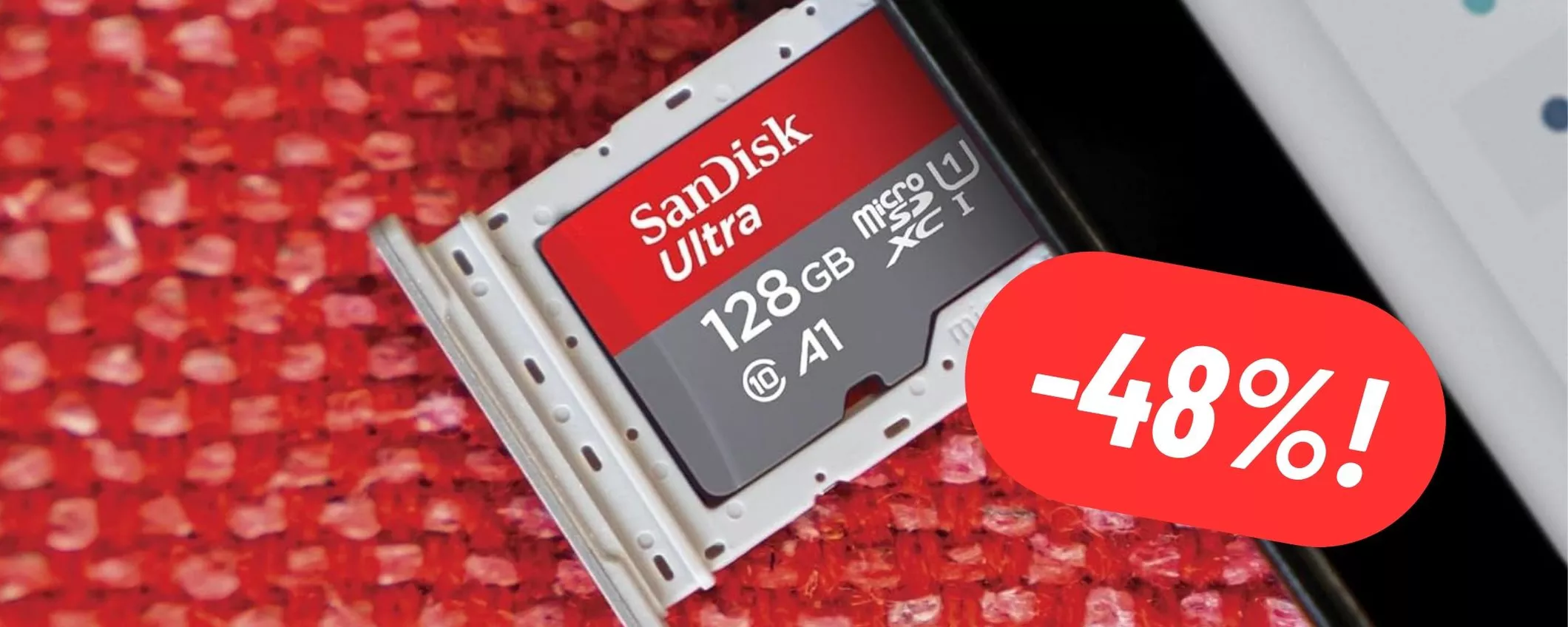 microSD SanDisk da 128GB SCONTATISSIM su Amazon (-48%)
