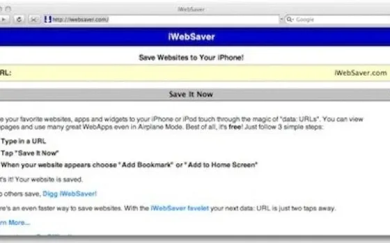 iWebSaver: salvare in locale le pagine Web su iPhone ed iPod Touch
