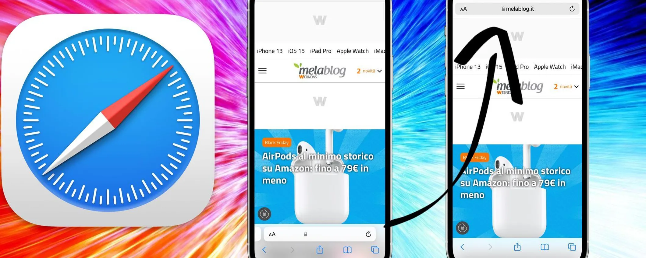 iOS 15: spostare in alto la barra di ricerca di Safari