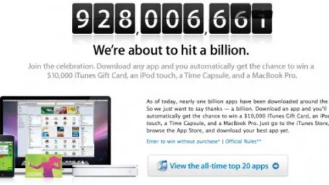 Apple inizia il conto alla rovescia per 1 miliardo di download dell'App Store